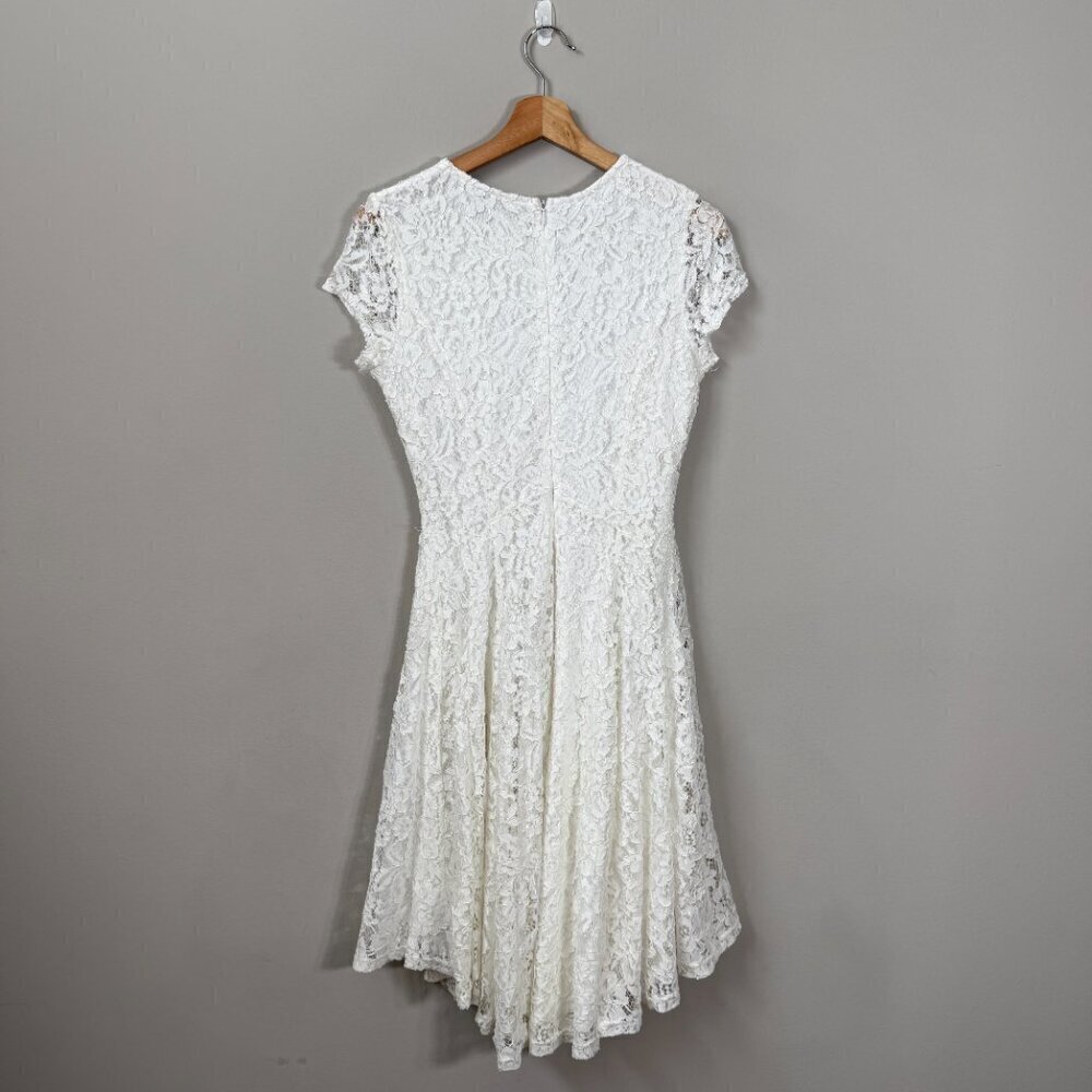 J. Gee Drop Waist Lace Mini Dress Womens Small White Bridal Bride to Be Cocktail - Picture 3 of 13